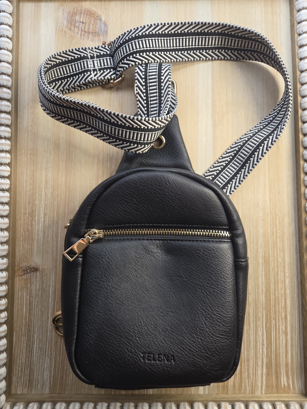 Telena Black Crossbody Sling Bag with Guitar Strap